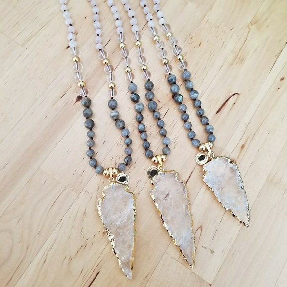 Crystal Arrow, Labradorite,  Rose Quartz Mala - Picture 5 of 7